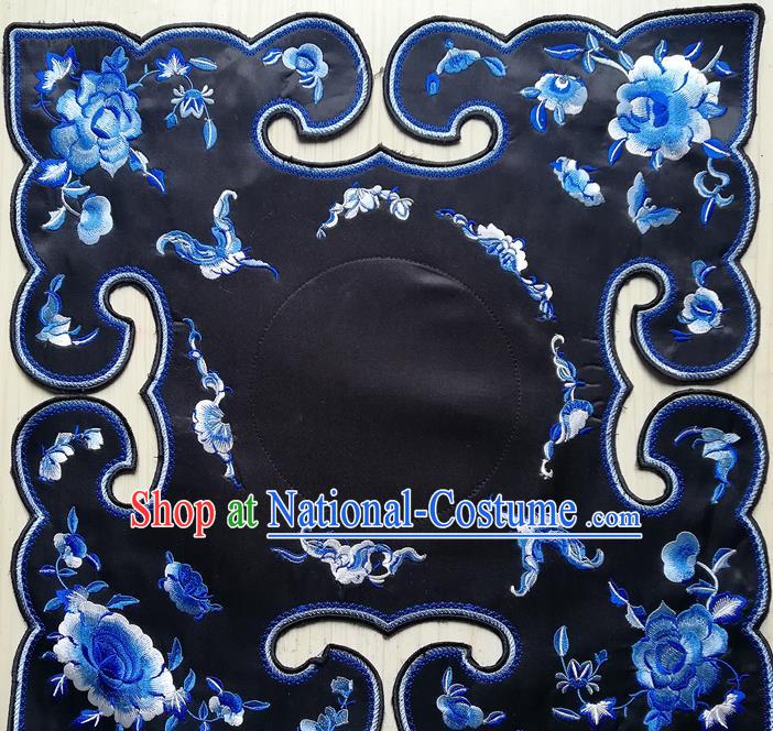 Chinese Traditional Embroidered Peony Butterfly Pattern Black Collar Patch Decoration Embroidery Craft Embroidered Accessories