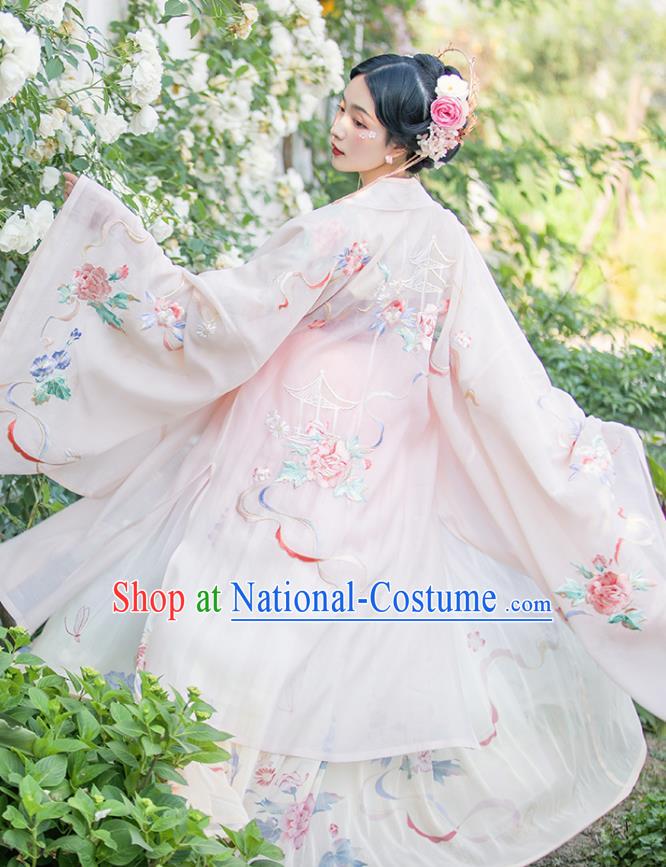 Traditional Chinese Tang Dynasty Imperial Concubine Hanfu Dress Apparels Ancient Court Woman Embroidered Cape and Skirt Historical Costumes Full Set