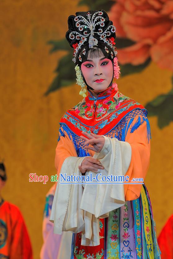 Chinese Sichuan Opera Highlights Hua Tan Garment Costumes and Headdress Sui Chao Luan Traditional Peking Opera Imperial Consort Chen Dress Court Lady Apparels