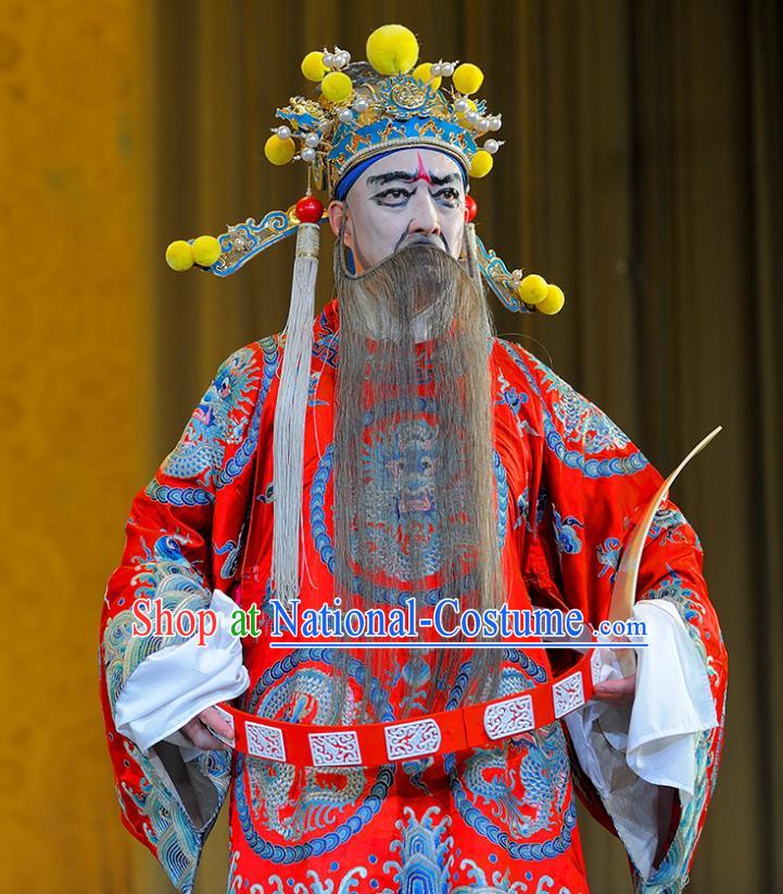 Sui Chao Luan Chinese Sichuan Opera Official Yang Su Apparels Costumes and Headpieces Peking Opera Highlights Elderly Male Garment Prime Minister Clothing