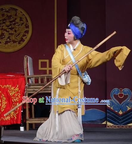 Chinese Sichuan Opera Highlights Pantaloon Garment Costumes and Headdress Chun Hua Zou Xue Traditional Peking Opera Dame Dress Elderly Female Servant Apparels