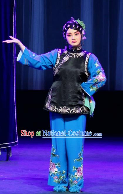 Chinese Sichuan Opera Highlights Female Servant Garment Costumes and Headdress Traditional Peking Opera Dress Maid Lady Apparels