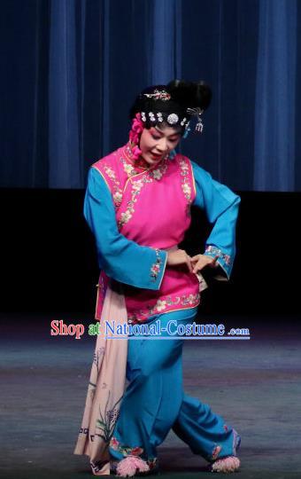 Chinese Sichuan Opera Highlights Maid Lady Garment Costumes and Headdress Traditional Peking Opera Xiaodan Dress Servant Girl Apparels