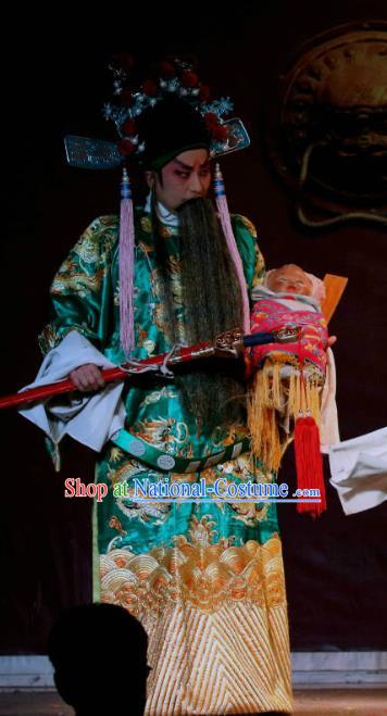 Er Jin Gong Chinese Sichuan Opera Official Xu Yanzhao Apparels Costumes and Headpieces Peking Opera Highlights Elderly Male Garment Laosheng Clothing