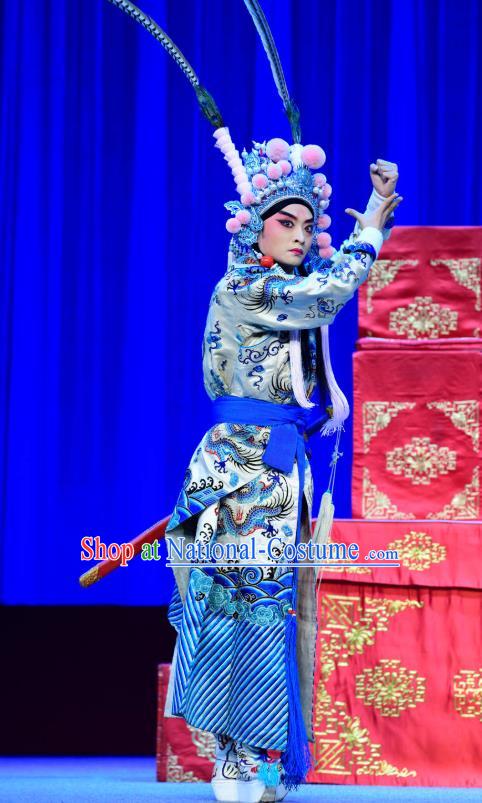 Bei Mang Mountain Chinese Sichuan Opera Martial Male Apparels Costumes and Headpieces Peking Opera Highlights Wusheng Garment Prince Ji Shudai Clothing