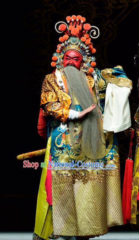 Dan Dao Hui Chinese Sichuan Opera General Guan Yu Apparels Costumes and Headpieces Peking Opera Highlights Military Officer Garment Painted Role Clothing