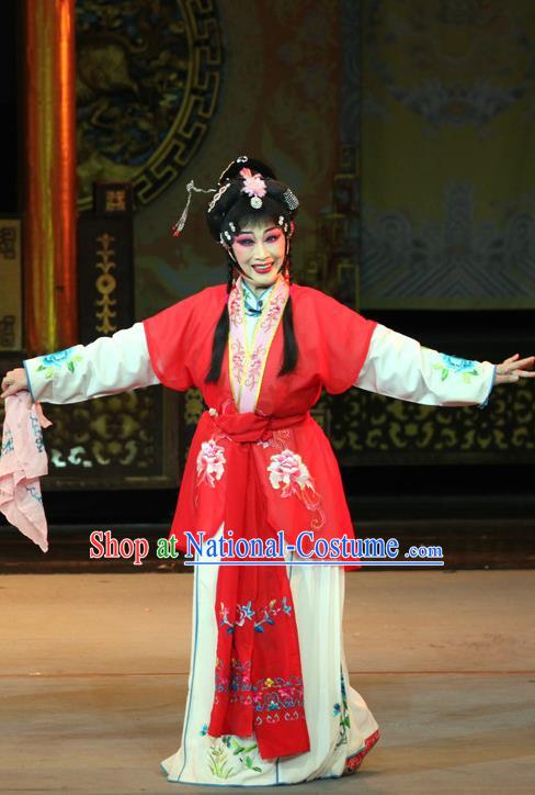 Chinese Sichuan Opera Highlights Maid Lady Garment Costumes and Headdress En Chou Ji Traditional Peking Opera Young Beauty Dress Actress Qian Suyun Apparels