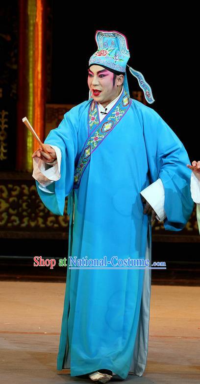 En Chou Ji Chinese Sichuan Opera Scholar Shi Zizhang Apparels Costumes and Headpieces Peking Opera Highlights Xiaosheng Garment Young Male Clothing