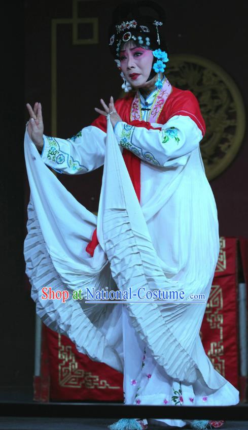 Chinese Sichuan Opera Highlights Diva Zhao Jingniang Garment Costumes and Headdress Farewell Jing Niang Traditional Peking Opera Actress Dress Young Female Apparels