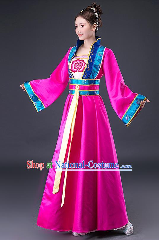 Chinese Ming Dynasty Maid Lady Rosy Hanfu Dress Traditional Apparels Ancient Drama Servant Girl Historical Costumes for Women