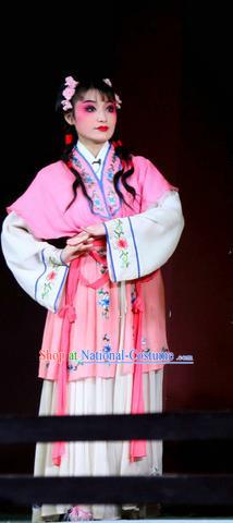 Chinese Sichuan Opera Highlights Maid Lady Garment Costumes and Headdress Dong Fang Traditional Peking Opera Xiaodan Dress Servant Girl Bi Lian Apparels