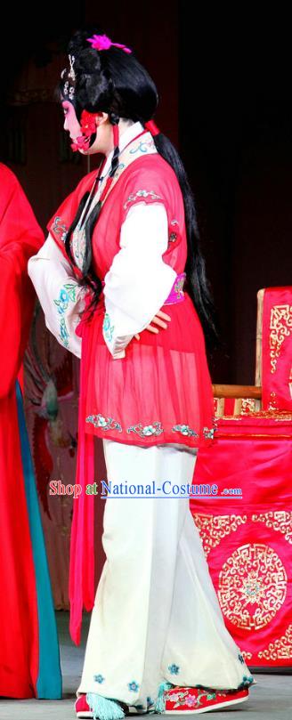 Chinese Sichuan Highlights Opera Maid Lady Garment Costumes and Headdress Zuan Gou Dong Traditional Peking Opera Servant Girl Dress Xiaodan Apparels