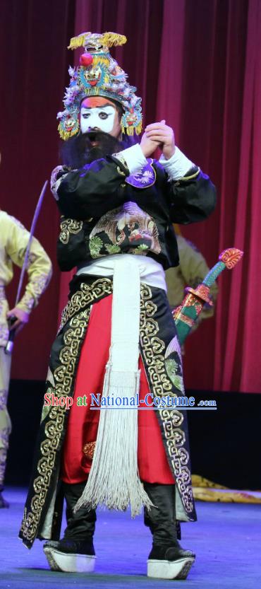 Bai Mian Hu Xiao Fang Chinese Sichuan Opera Wusheng Wang Shiqi Apparels Costumes and Headpieces Peking Opera Highlights Martial Male Garment Clothing