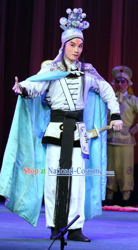 Bai Mian Hu Xiao Fang Chinese Sichuan Opera Brigand Xiao Fang Apparels Costumes and Headpieces Peking Opera Highlights Martial Male Garment Clothing