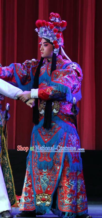 Bai Mian Hu Xiao Fang Chinese Sichuan Opera Soldier Apparels Costumes and Headpieces Peking Opera Highlights Wusheng Garment Martial Male Clothing