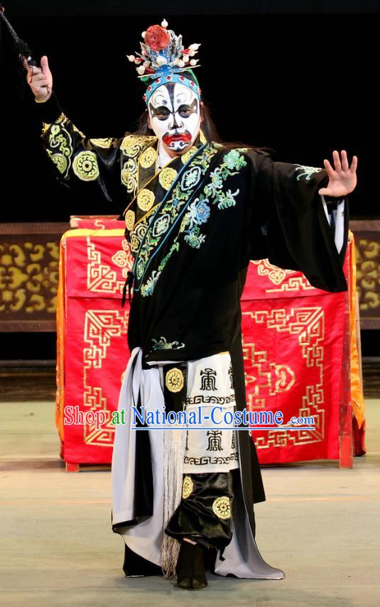 Bai Shou Tu Chinese Sichuan Opera Wusheng Xue Gang Apparels Costumes and Headpieces Peking Opera Highlights Swordsman Garment Martial Male Clothing