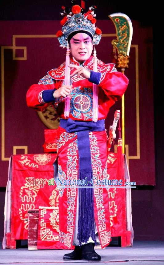 Pan Diao Chinese Sichuan Opera Martial Male Apparels Costumes and Headpieces Peking Opera Highlights Wusheng Garment Lv Bu Clothing