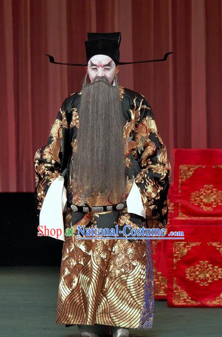 The Romance of Hairpin Chinese Sichuan Opera Elderly Male Apparels Costumes and Headpieces Peking Opera Highlights Garment Prime Minister Mo Qi Clothing