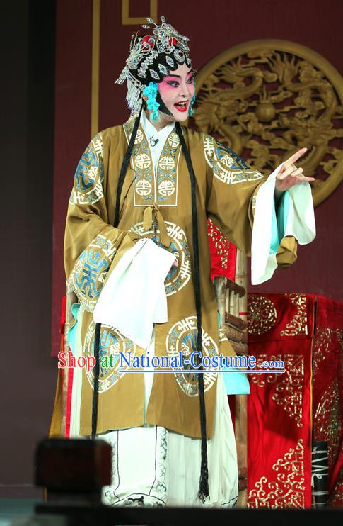 Chinese Sichuan Opera Highlights Pantaloon Garment Costumes and Headdress Hu Lian Nao Chai Traditional Peking Opera Elderly Female Dress Rich Dame Apparels