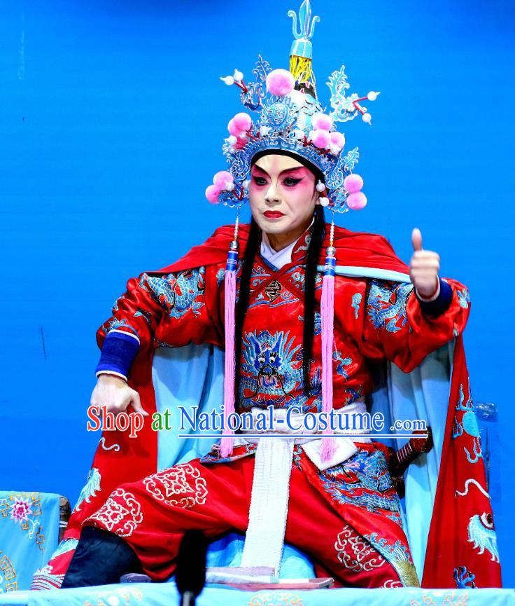 Xian He Ridge Chinese Sichuan Opera Martial Male Apparels Costumes and Headpieces Peking Opera Highlights Takefu Garment Swordsman Zuo Liangyu Clothing