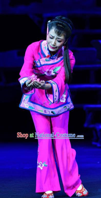 Chinese Sichuan Highlights Opera Actress Garment Costumes and Headdress Jin Zi Traditional Peking Opera Diva Jin Zi Rosy Dress Young Mistress Apparels