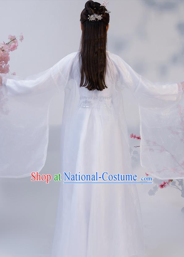 Chinese Ancient Drama Female Swordsman White Hanfu Dress Apparels Traditional Ming Dynasty Heroine Historical Costumes for Women