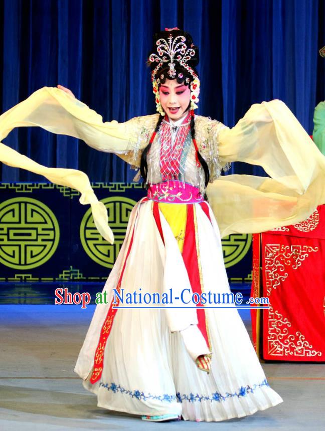 Chinese Sichuan Highlights Opera Goddess Garment Costumes and Headdress Xi Yi Traditional Peking Opera Actress Dress Hua Tan Apparels