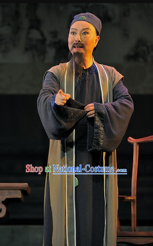 Gua Yin Zhi Xian Chinese Sichuan Opera Elderly Male Apparels Costumes and Headpieces Peking Opera Highlights Upright Man Yu Bingyuan Garment Clothing