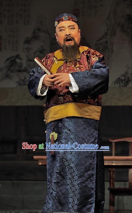 Gua Yin Zhi Xian Chinese Sichuan Opera Elderly Male Apparels Costumes and Headpieces Peking Opera Highlights Laosheng Garment Lei Mengchu Clothing