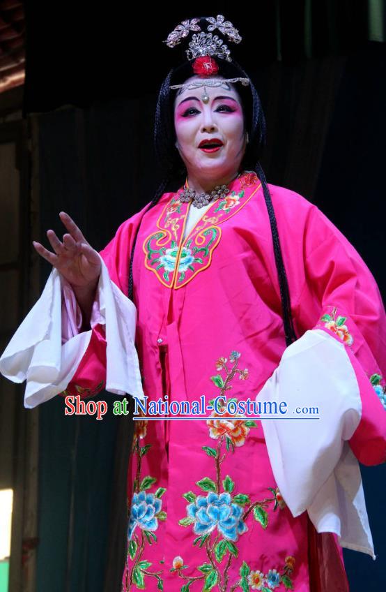 Chinese Sichuan Highlights Opera Pantaloon Garment Costumes and Headdress Legend of Liu Yuniang Traditional Peking Opera Dame Dress Noble Female Apparels