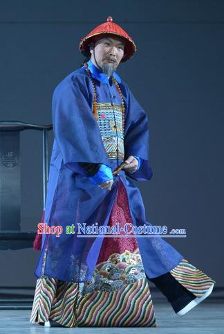 Bei Guo Jia Ren Chinese Bangzi Opera Minister Apparels Costumes and Headpieces Traditional Hebei Clapper Laosheng Garment Elderly Male Zhang Xun Clothing