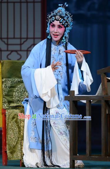 Chinese Hebei Clapper Opera Young Mistress Liu Lanzhi Garment Costumes and Headdress Traditional Bangzi Opera Actress Dress Diva Apparels