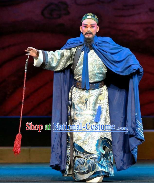 Cang Sheng Zai Shang Chinese Sichuan Opera Elderly Man Apparels Costumes and Headpieces Peking Opera Highlights Official Garment Laosheng Zhang Penghe Clothing