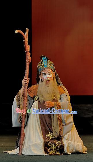 The Mountain of Fire Chinese Sichuan Opera Gnome Apparels Costumes and Headpieces Peking Opera Highlights Earth God Garment Elderly Male Clothing