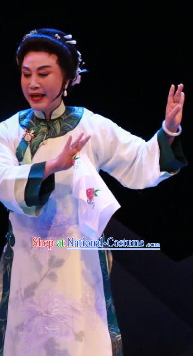 Chinese Sichuan Highlights Opera Madam Garment Costumes and Headdress Cao Xie Xian Ling Traditional Peking Opera Dame Dress Apparels