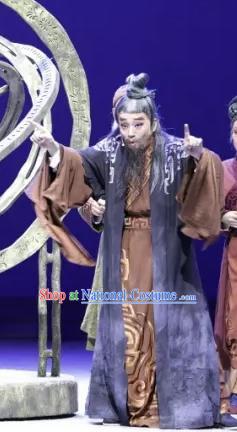 Luo Xiahong Chinese Sichuan Opera Laosheng Apparels Costumes and Headpieces Peking Opera Highlights Elderly Scholar Garment Clothing