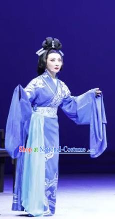 Chinese Sichuan Highlights Opera Actress Garment Costumes and Headdress Luo Xiahong Traditional Peking Opera Madam Dress Young Mistress Apparels