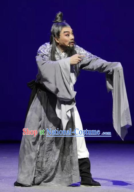 Luo Xiahong Chinese Sichuan Opera Elderly Male Apparels Costumes and Headpieces Peking Opera Highlights Old Scholar Garment Astronomer Clothing