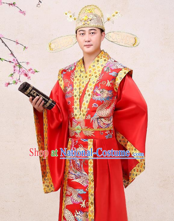 Chinese Ancient Prince Wedding Hanfu Apparels Traditional Tang Dynasty Nobility Childe Historical Costumes and Headwear Complete Set