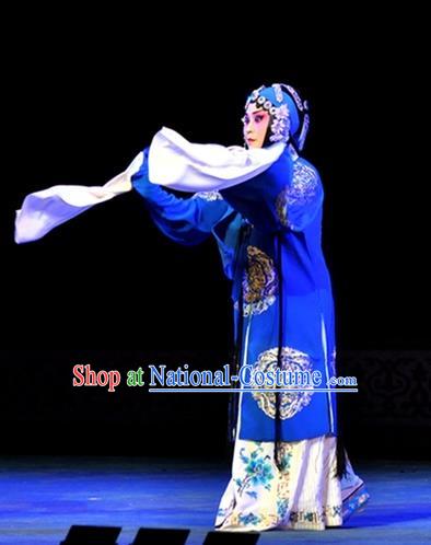 Chinese Hebei Clapper Opera Distress Maiden Wang Yuhuan Garment Costumes and Headdress Sheng Si Pai Traditional Bangzi Opera Hua Tan Dress Young Beauty Apparels