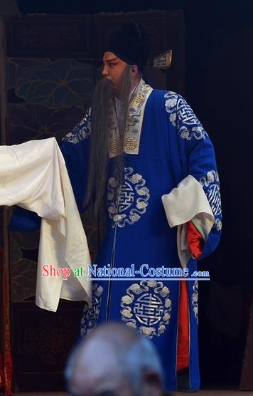 Dou E Yuan Chinese Bangzi Opera Laosheng Apparels Costumes and Headpieces Traditional Hebei Clapper Opera Garment Elderly Male Clothing