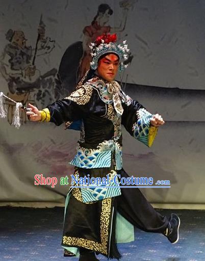 Tai Cheng Liu Chinese Bangzi Opera Swordsman Apparels Costumes and Headpieces Traditional Hebei Clapper Opera Wusheng Garment Martial Male Clothing