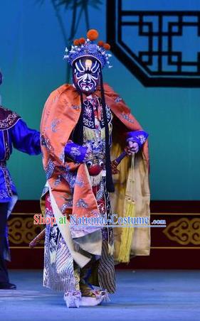 Broadsword Wang Huainv Chinese Bangzi Opera Painted Role Apparels Costumes and Headpieces Traditional Hebei Clapper Opera Garment Martial Male Clothing