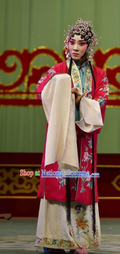 Chinese Hebei Clapper Opera Actress Garment Costumes and Headdress Broadsword Wang Huainv Traditional Bangzi Opera Hua Tan Dress Young Female Apparels