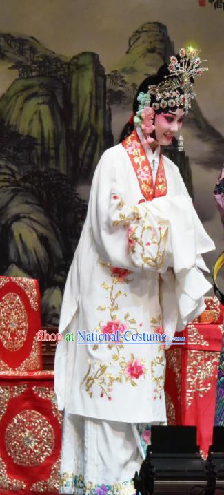 Chinese Hebei Clapper Opera Young Beauty Garment Costumes and Headdress Xiao Yan Traditional Bangzi Opera Actress Dress Diva Diao Chan Apparels