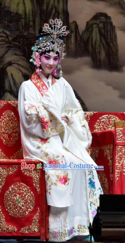 Chinese Hebei Clapper Opera Young Beauty Garment Costumes and Headdress Xiao Yan Traditional Bangzi Opera Actress Dress Diva Diao Chan Apparels