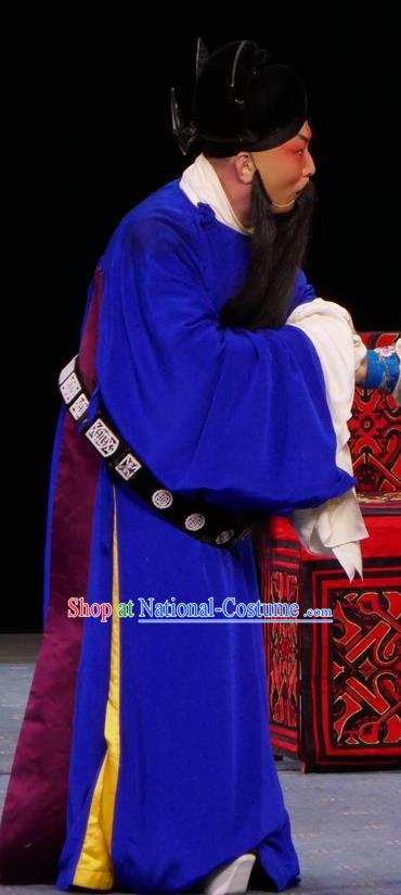 Chun Qiu Bi Chinese Bangzi Opera Official Apparels Costumes and Headpieces Traditional Hebei Clapper Opera Laosheng Garment Minister Zhang En Clothing