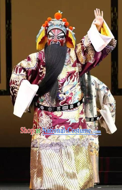 Chun Qiu Bi Chinese Bangzi Opera Laosheng Apparels Costumes and Headpieces Traditional Hebei Clapper Opera Jing Role Garment General Tan Daoji Clothing