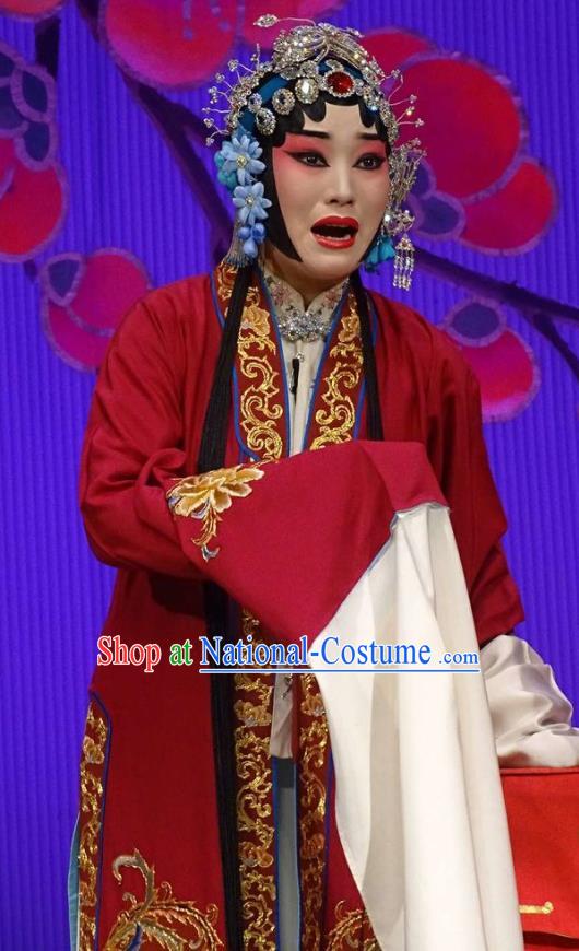 Chinese Hebei Clapper Opera Young Mistress Gu Fengying Garment Costumes and Headdress Chun Qiu Bi Traditional Bangzi Opera Actress Dress Diva Apparels