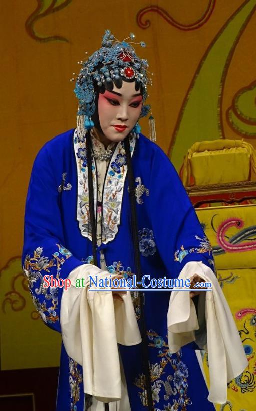 Chinese Hebei Clapper Opera Hua Tan Garment Costumes and Headdress Chun Qiu Bi Traditional Bangzi Opera Diva Gu Fengying Dress Dame Apparels